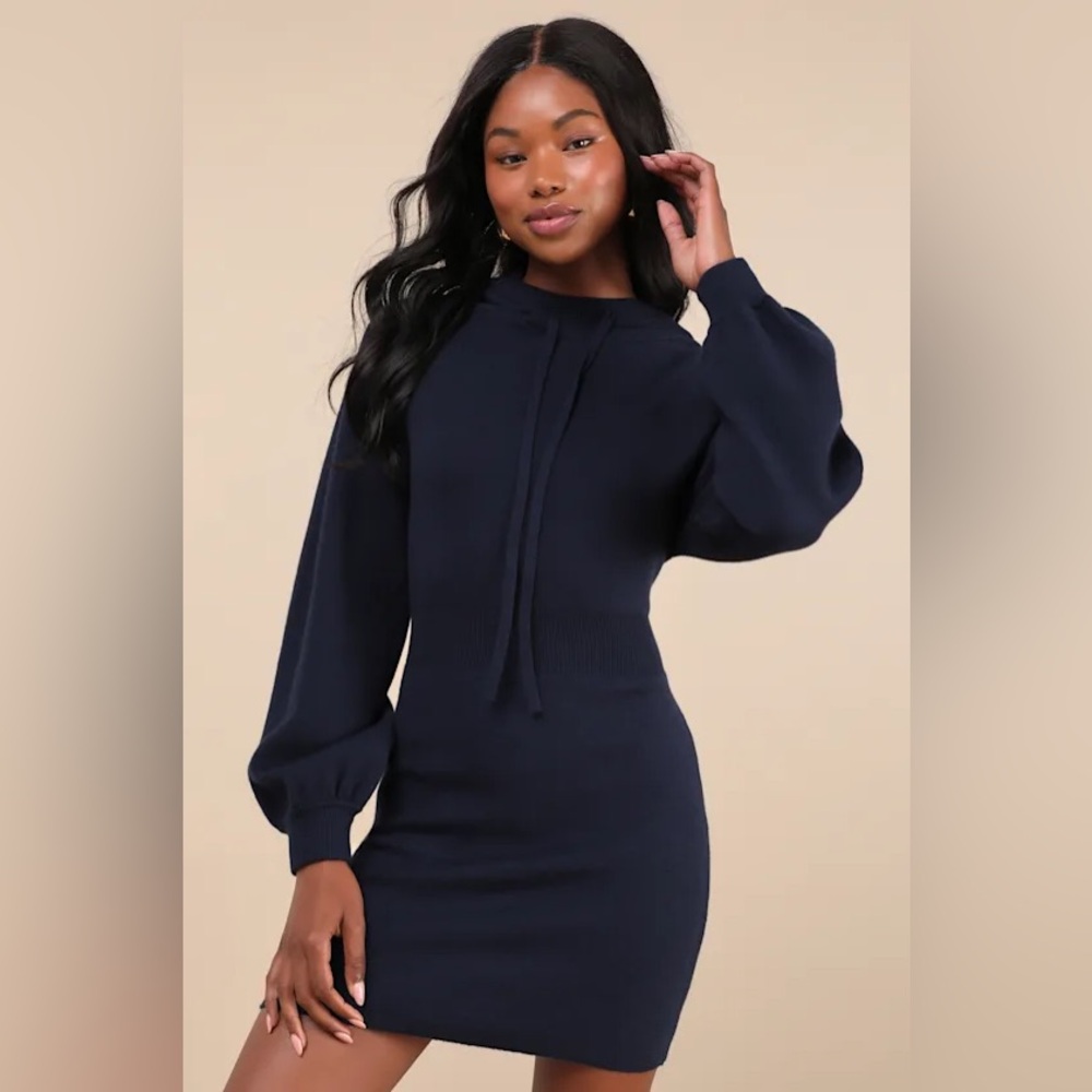 Lulus Sweater Dress Hoodie - Style: Laidback Moments